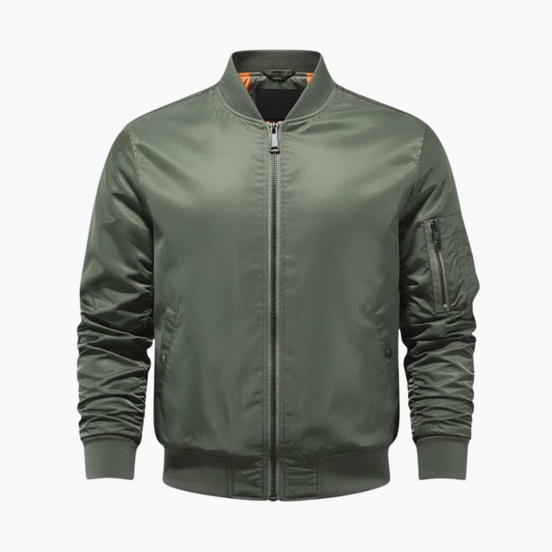 Cuff Closure Jacket Men’s bomber jacket with front zip closure - ribbed cuffs - sleeve ...