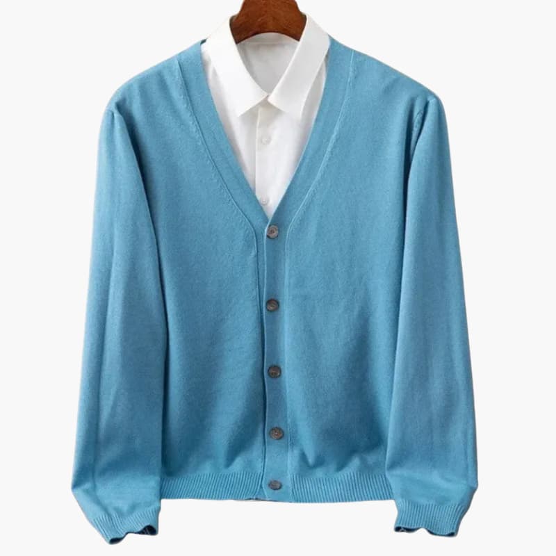 Men’s Cardigan with V-Neck and Button Closure - Sky Blue / XS - Men’s Cardigan